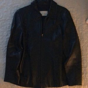 Lord & Taylor black real leather jacket